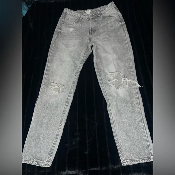 Gray Distressed Jeans - Picture 1 of 6
